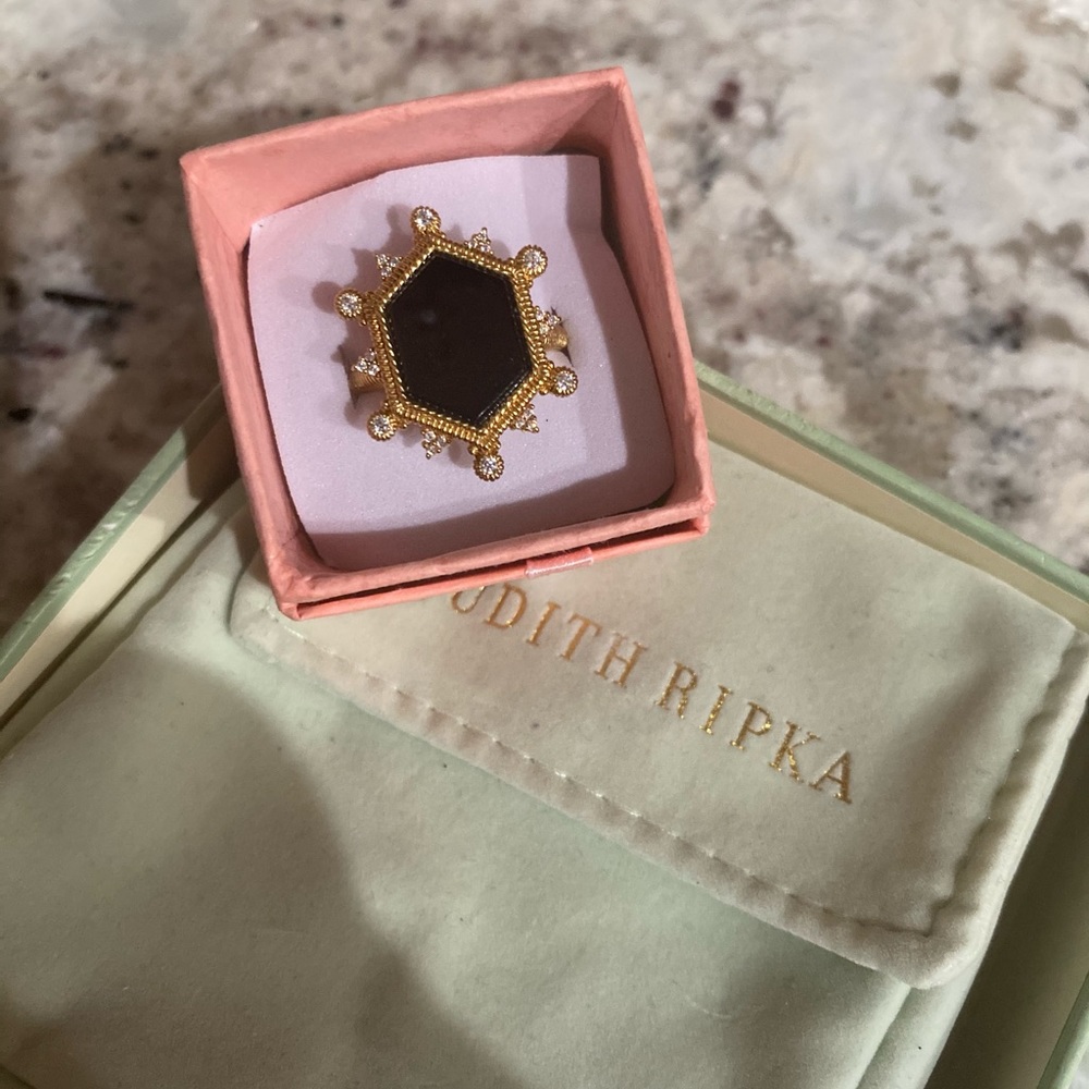 🍃🍃SOLD🍃🍃JUDITH RIPKA 14K GOLD DOM. RING🍃🍃 - Picture 4 of 5